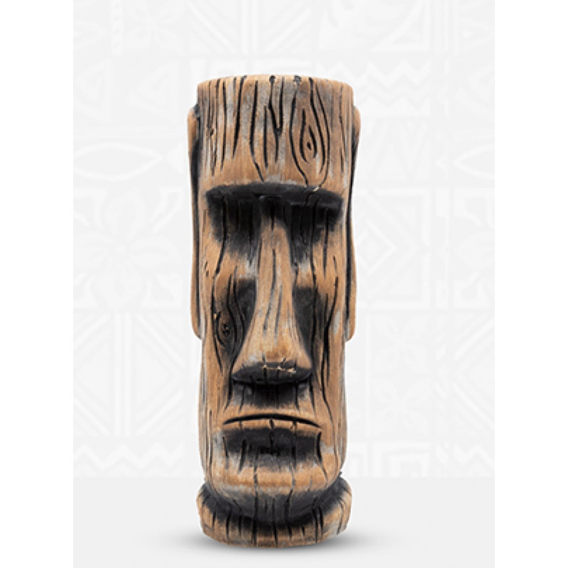 Wood Tiki Mug Moai