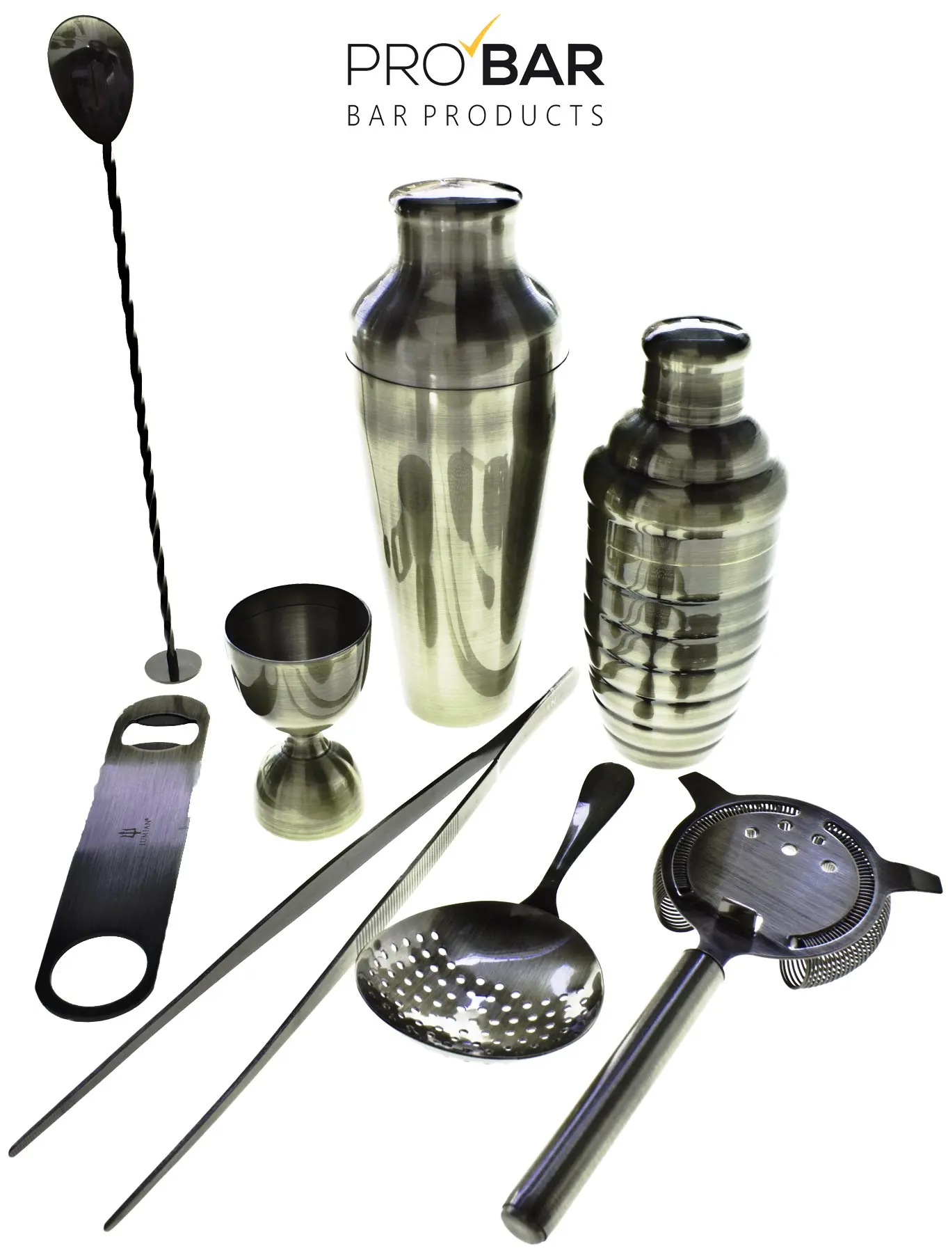 Barkeeper Set Bronze mit 8 Teilen aus Edelstahl der Reihe Lumian