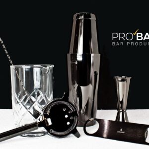 Easy Kit Lumian Schwarz, Barkeeper Set mit 7 Teilen und Rührglas Shinto
