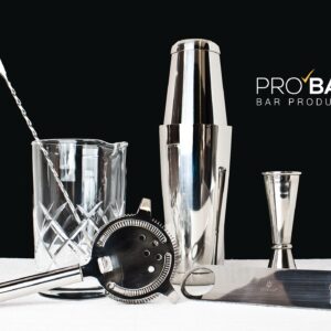 Easy Kit Lumian aus Edelstahl, Barkeeper Set mit 7 Teilen und Rührglas Shinto