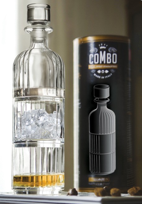 Verkostungsset für Spirituosen mit Flasche 32 cl und zwei Gläsern 36,7 cl