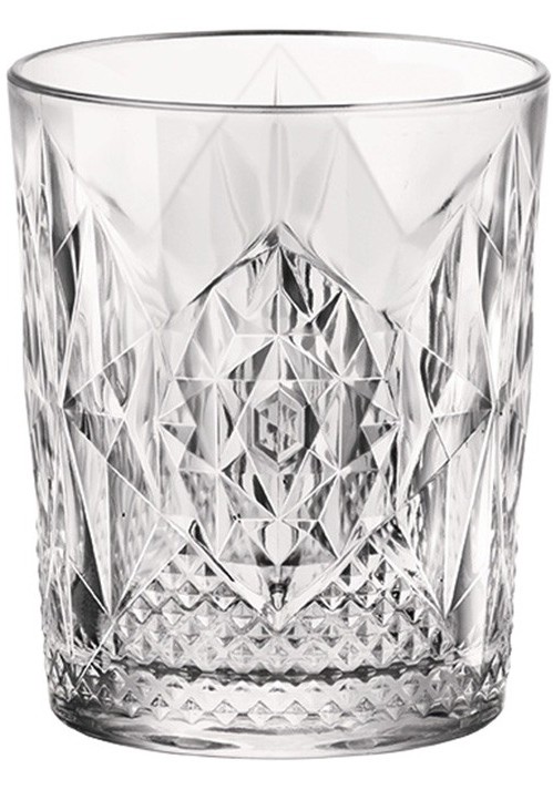 Tumbler Glas Stone 400 ml mit Schliff und Relief, 6er-Set