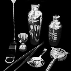 Barkeeper Set Lumian aus Edelstahl mit 8 Teilen: Parisienne Chrono, Cobbler Bomber, Barsieb, Julep, Jigger Giove, Garnierzange, Barlöffel mit Stößel und Flaschenöffner