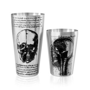 Boston Shaker Leonardo Yokai 28 und 18 oz aus Edelstahl, von Hand graviert