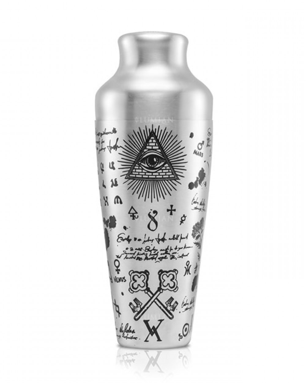 Cocktail Shaker Parisienne Alchemy, alchemistische Zeichen auf dem Körper