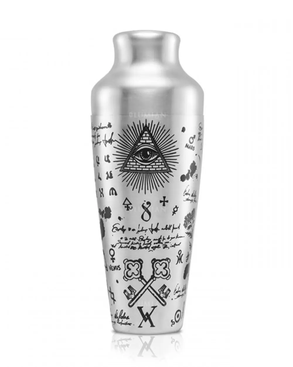 Cocktail Shaker Parisienne Alchemy, alchemistische Zeichen auf dem Körper