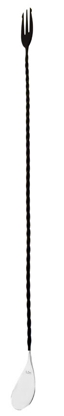 Barlöffel Nettuno schwarz 45 cm, Dreizack für Garnituren