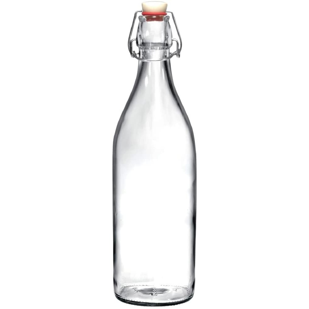 Bügelflasche 1 Liter aus Glas mit Bügelverschluss und Dichtung