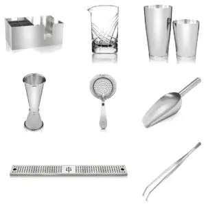 Barkeeper Set Lumian 8 Teile: Organizer, Rührglas, Boston Shaker, Jigger, Barsieb, Eisschaufel, Abtropfmatte und Zange