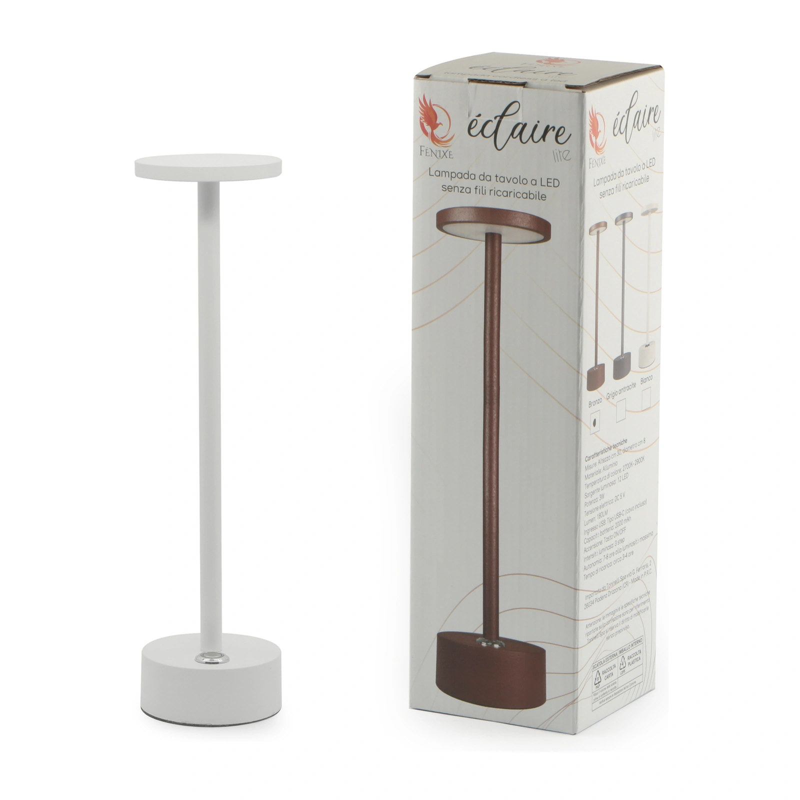 Akku Tischlampe Eclaire Lite in Weiß, 30 cm, zweite Ansicht