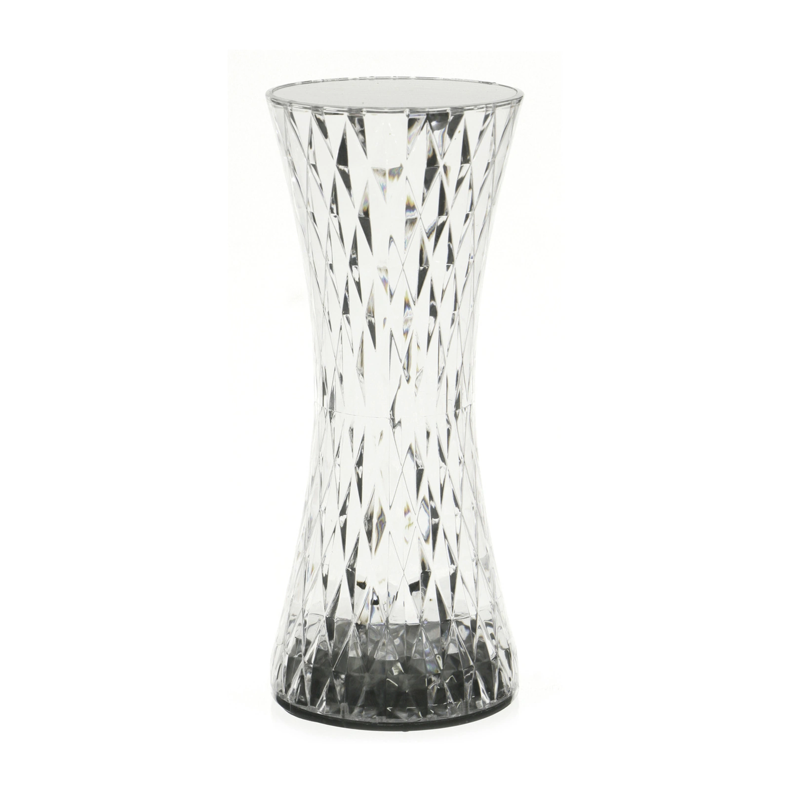 LED Tischlampe Reflex mit Gehäuse aus transparentem Polystyrol, 19 cm hoch, mit Akku