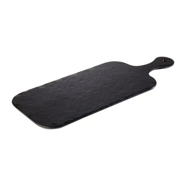 Servierplatte Schieferoptik Slate Rock von APS aus schwarzem Melamin, 40 x 20 cm, mit Griff
