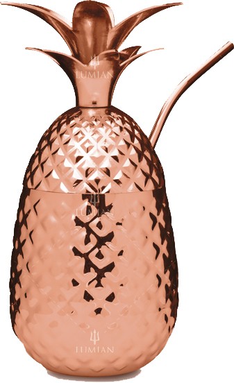 Ποτήρι ανανάς Lumian επιχαλκωμένο 500 ml με καλαμάκι, φωτογραφία 3