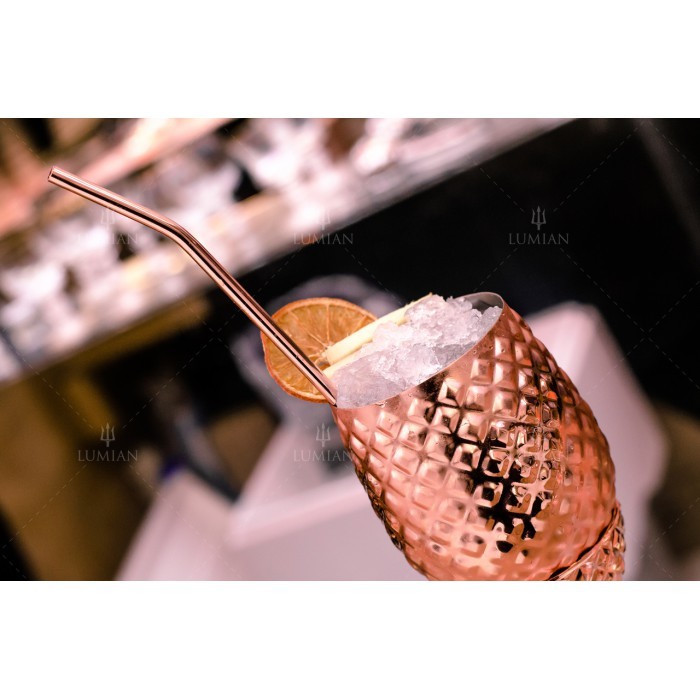 Ποτήρι ανανάς Lumian επιχαλκωμένο 500 ml με καλαμάκι, φωτογραφία 6