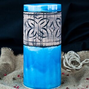 Ποτήρι Tiki Tumbler μπλε κεραμικό 400 ml, ζωγραφισμένο στο χέρι