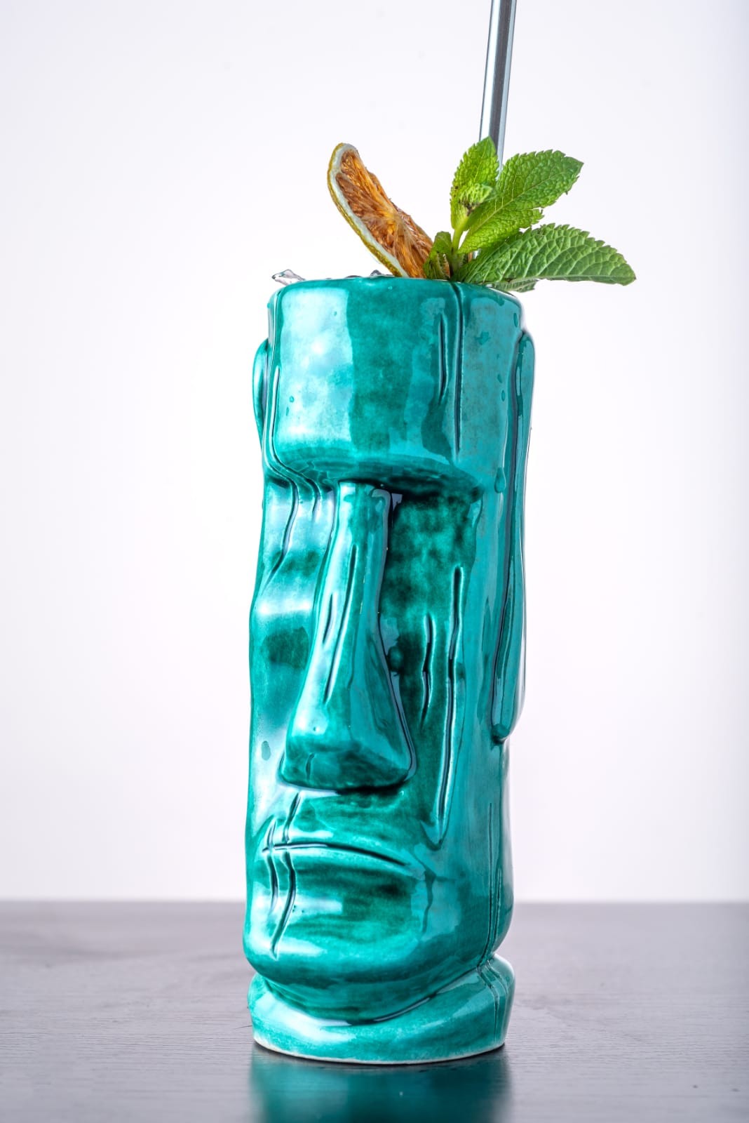 Ποτήρι Tiki Moai τιρκουάζ κεραμικό, ζωγραφισμένο στο χέρι
