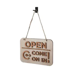 Πινακίδα ανοιχτό κλειστό OPEN / CLOSED από ξύλο οξιάς με ρολόι