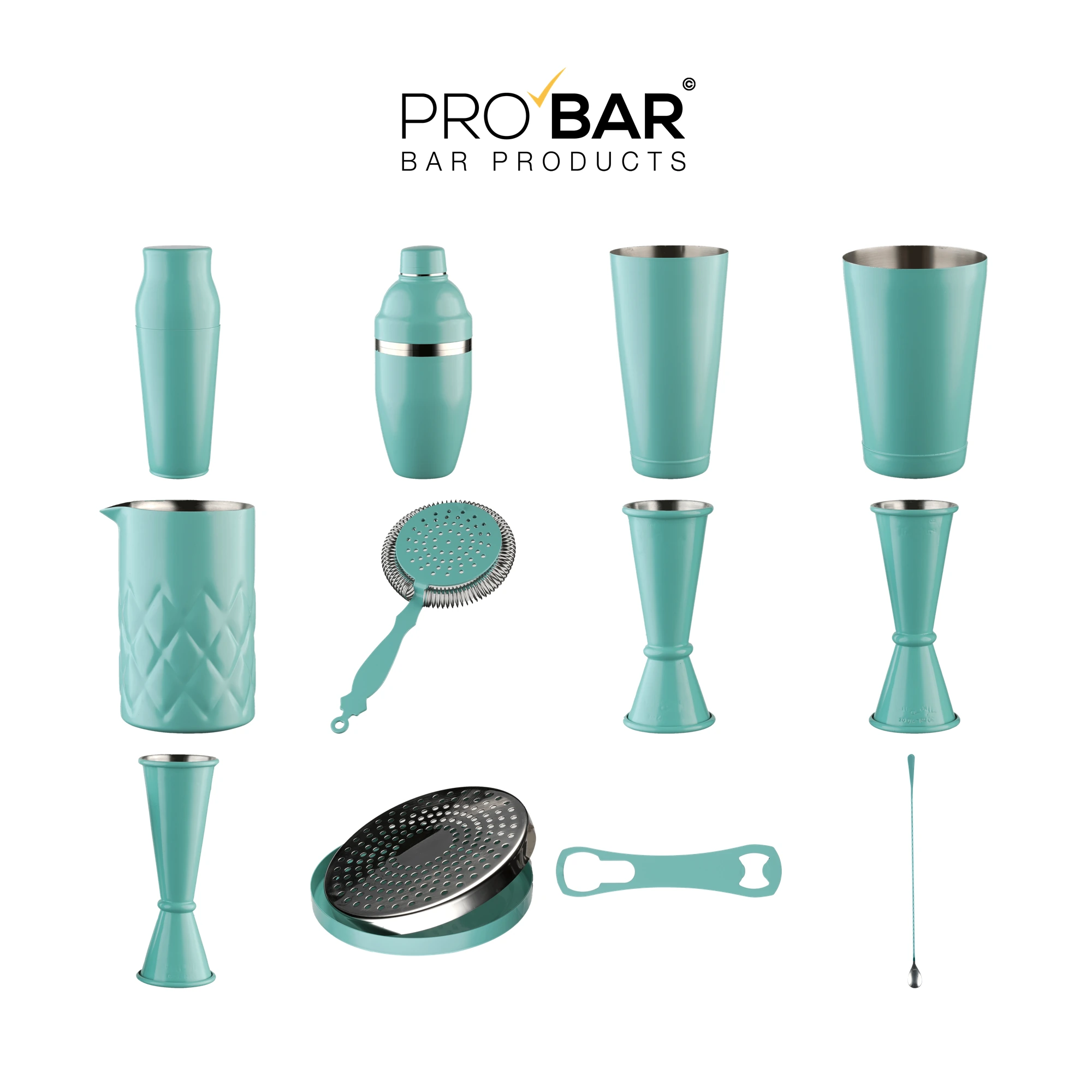 Σετ bartender 12 τεμαχίων Tiffany The Bars: σέικερ, κύπελλο ανάδευσης, μεζούρες και κουτάλι μπαρ σε κάνναβο