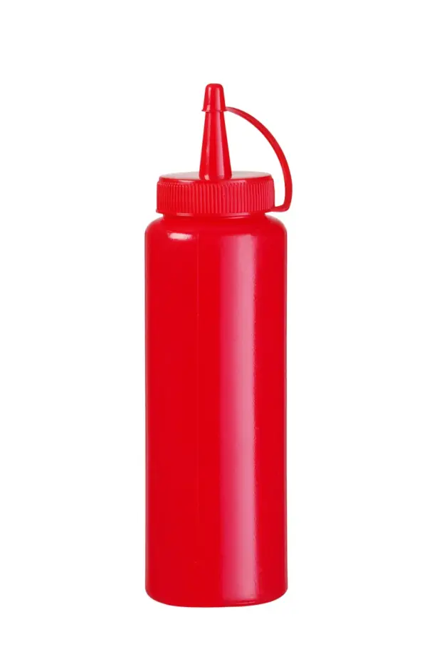 Knijpfles 350 ml rood, smalle tuit, ongeveer 1/8 oz per kneep