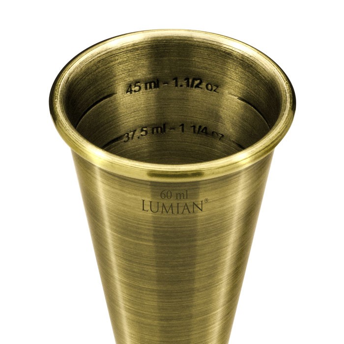 Japanse jigger Lumian, maat- en afwerkingsvariant