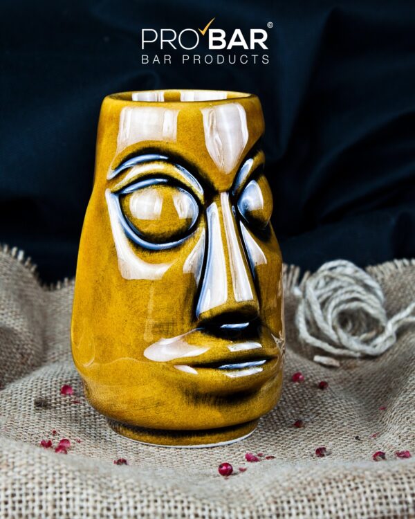 Tiki mok Moai honingkleur, handbeschilderd keramiek