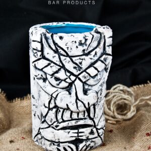 Tiki mok Stone 400 ml met stenen afgodsbeeld in handbeschilderd keramiek