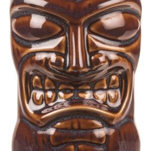 Tiki mok Totem Mask bruin, handbeschilderd keramiek