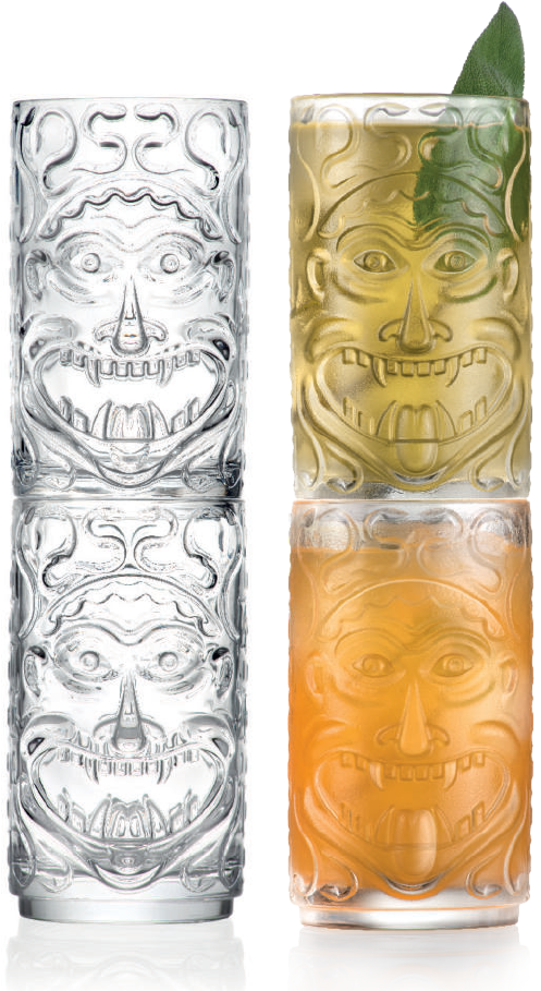 Tiki mok Etruria 450 ml met Medusa-masker, set van 4