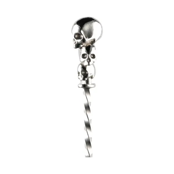 Barlepel met doodskoppen 40 cm van The Bars, drie gegoten doodskoppen op de gedraaide steel