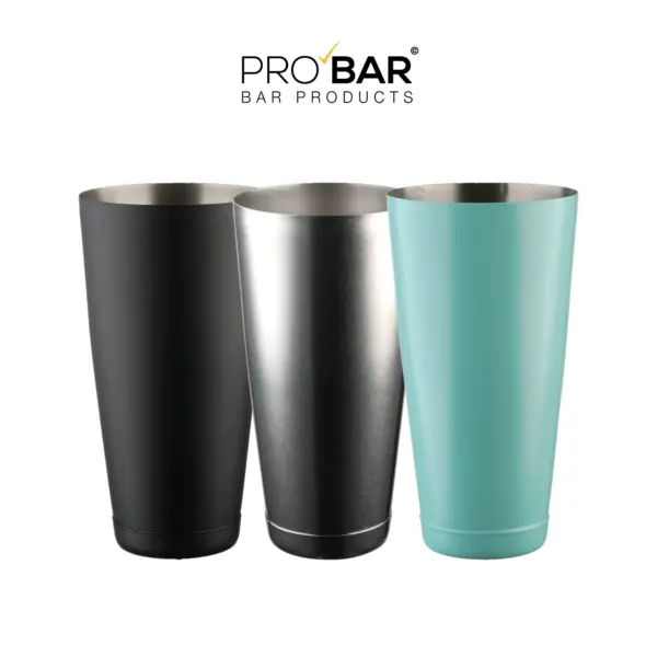 Tin shaker Boston 28 oz in drie afwerkingen: mat zwart, Vintage en Tiffany