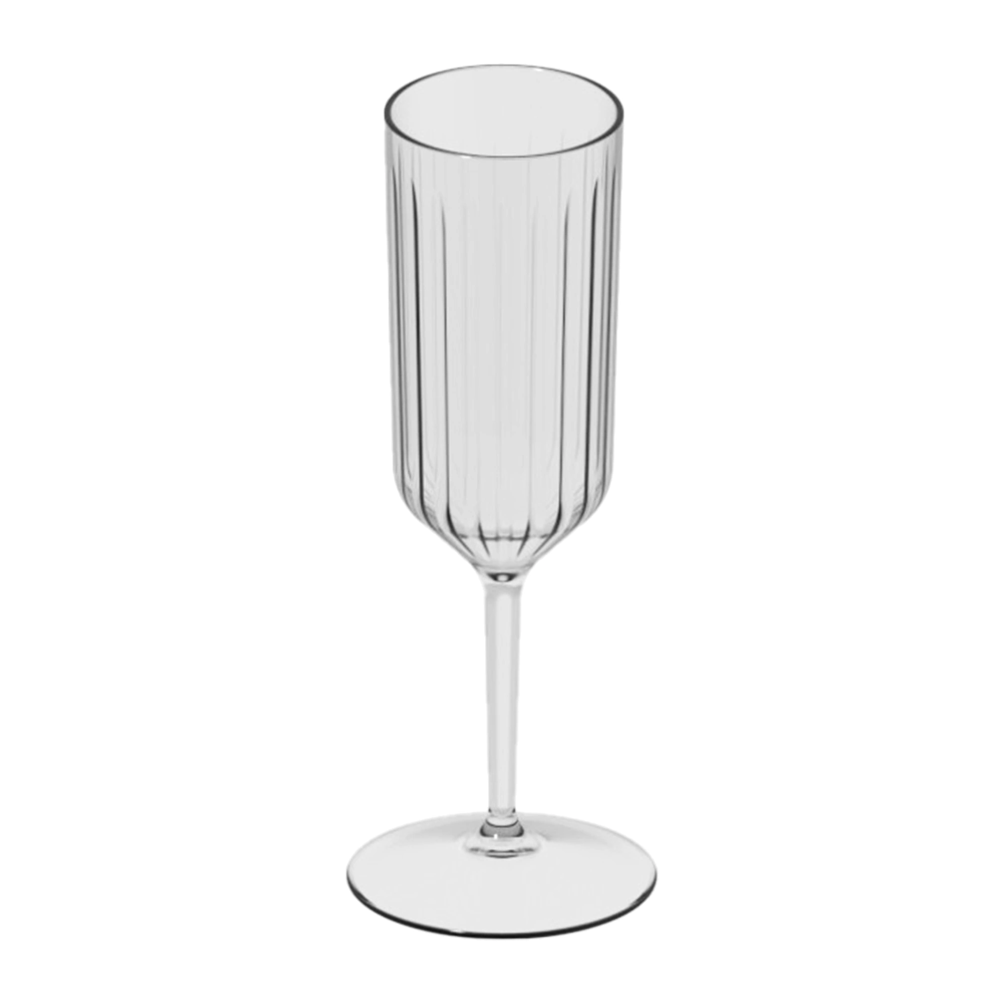 Plastic champagneglazen Kaleido 270 ml in transparant Tritan, flute met verticale ribbels