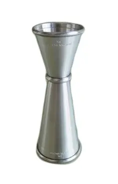 jigger doseador 30/60 ml, pormenor das marcas de 15, 30, 45 e 60 ml