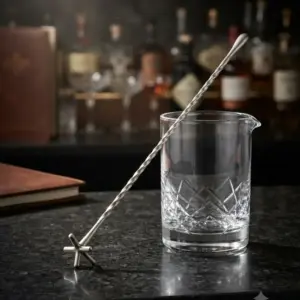 Colher de bar Zefiro de 30 cm em inox acetinado com cabo entrançado