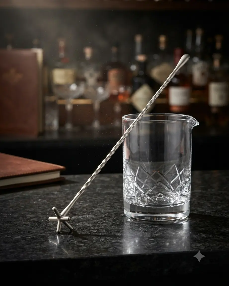 Colher de bar Zefiro de 30 cm em inox acetinado com cabo entrançado