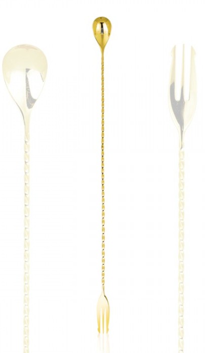 Colher de bar tridente Lumian com cabo em espiral