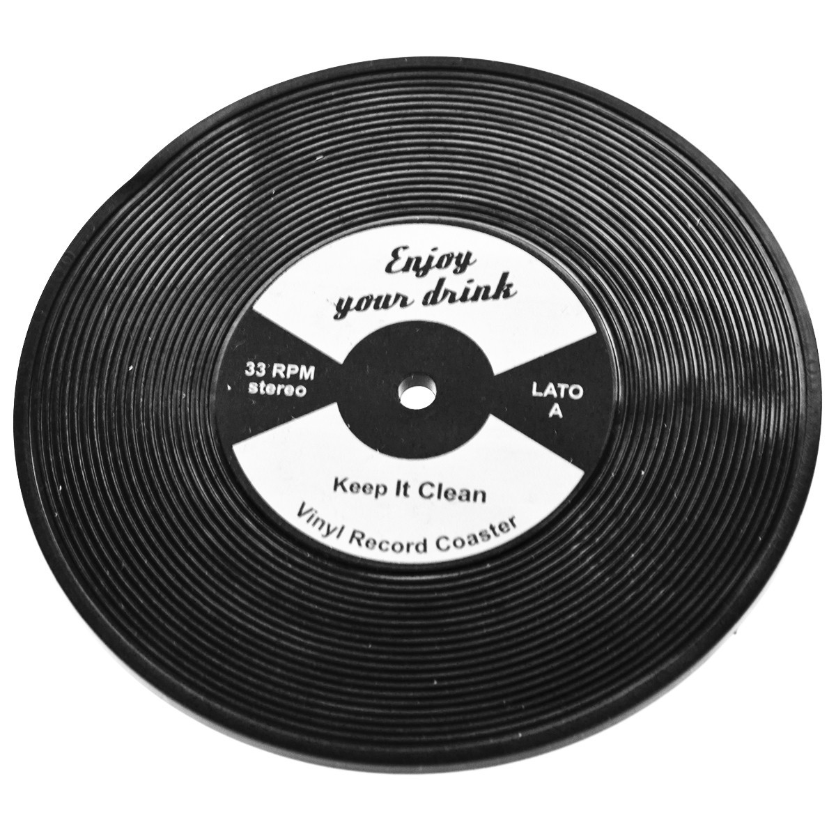 base para copos disco de vinil sob um copo old fashioned