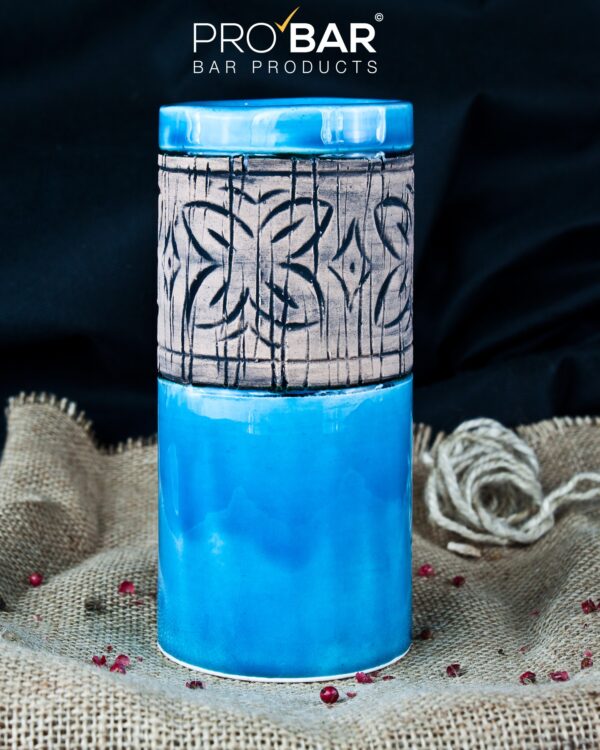 copo tiki azul 40 cl em cerâmica pintada à mão, 16 cm de altura