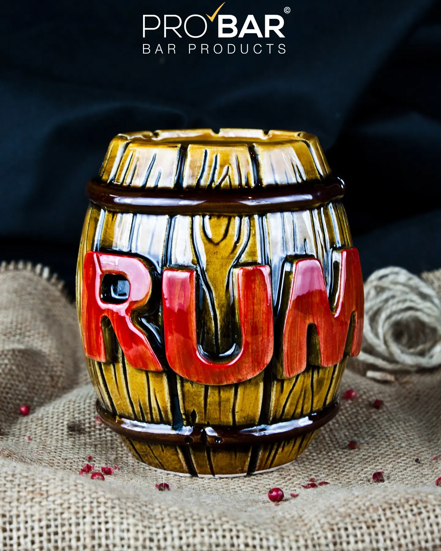 conjunto tiki de rum, caneca de 45 cl decorada ao tema caribenho
