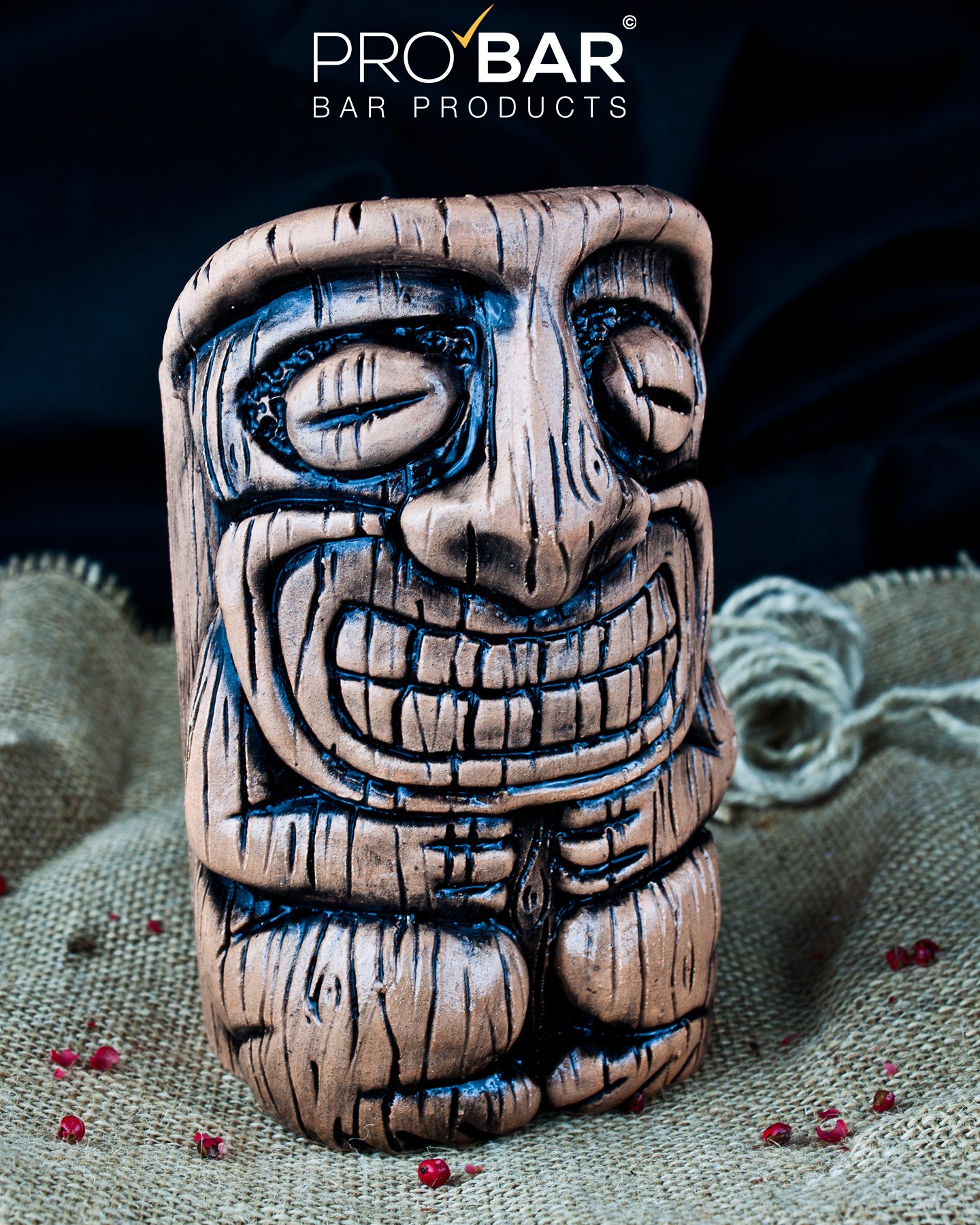 caneca tiki Manawa 50 cl em cerâmica pintada à mão, 15 cm de altura