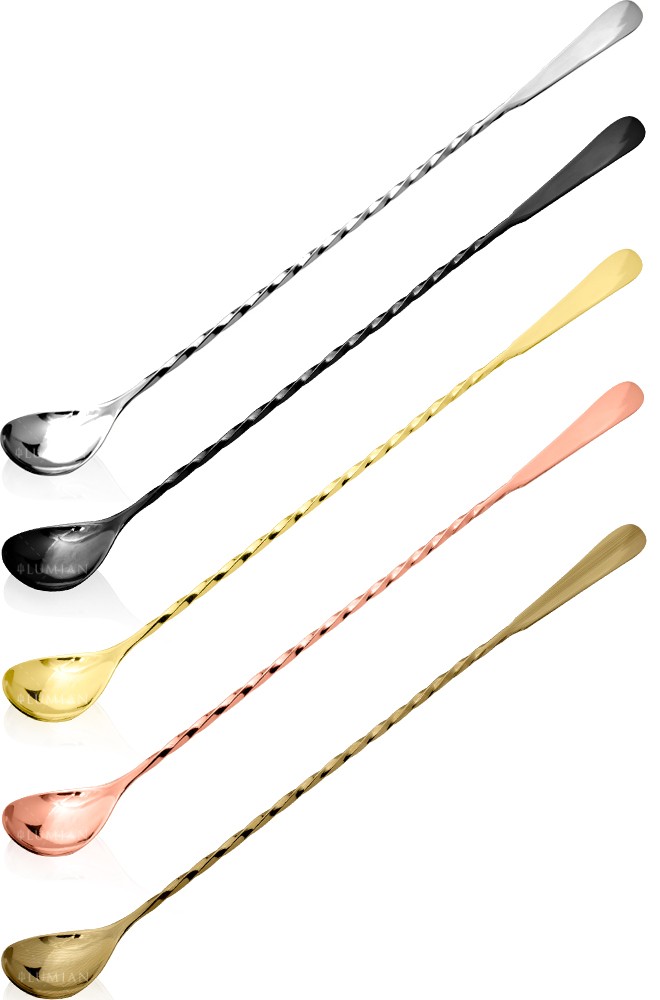 colher de bar Hoffman revestida de 30 cm, cabo em espiral