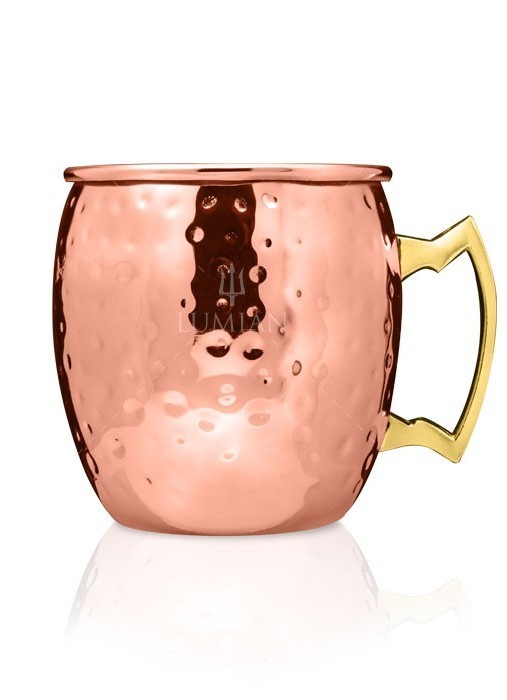 caneca Moscow Mule martelada, superfície com efeito de cobre batido