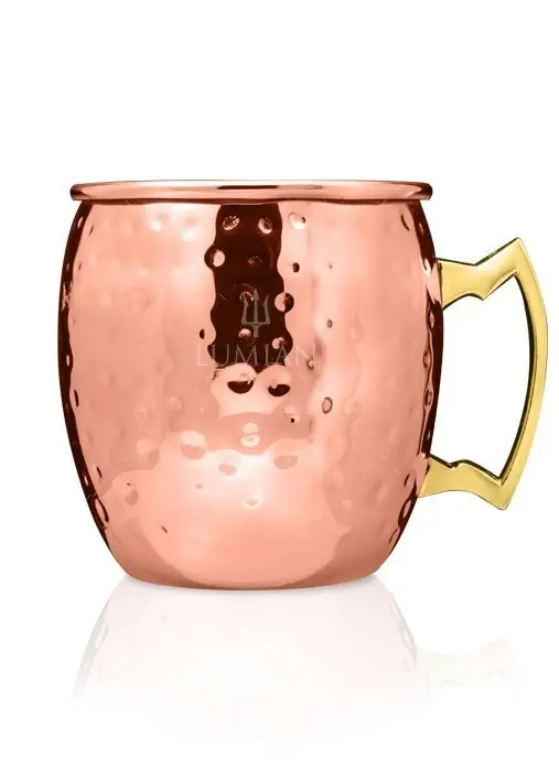 caneca Moscow Mule martelada, superfície com efeito de cobre batido