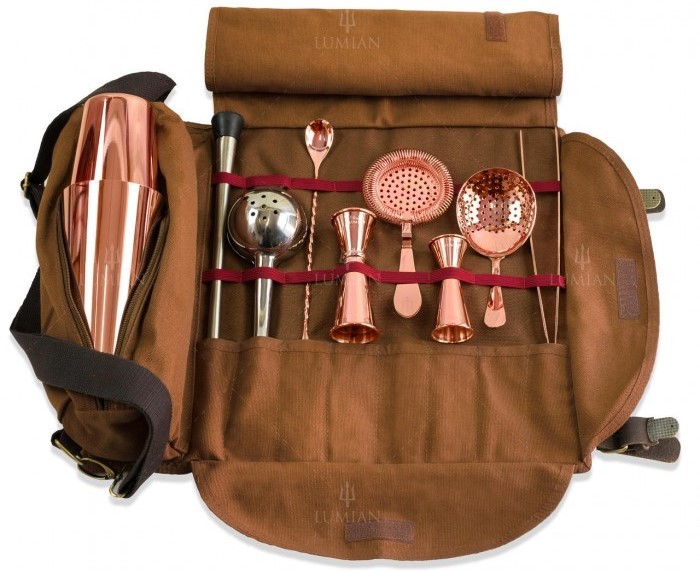 Kit de barman Lumian, estojo enrolado e fechado, vista 5