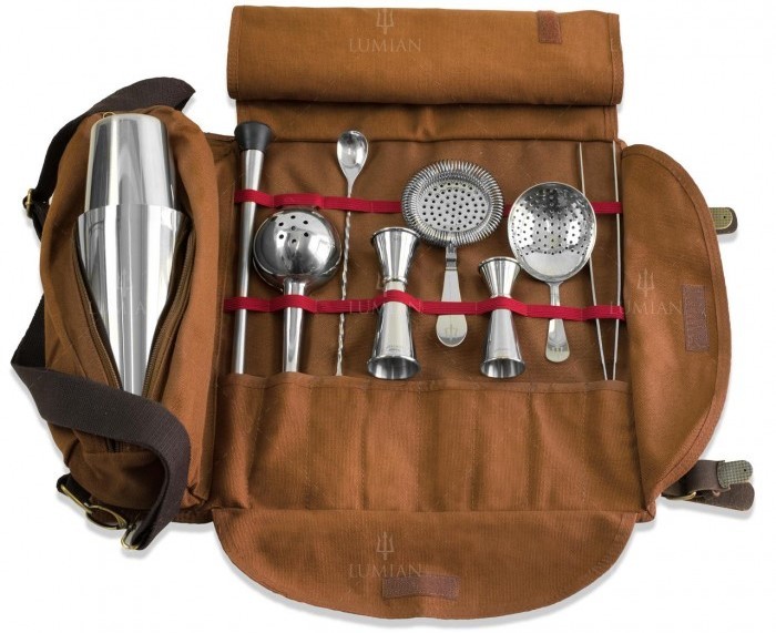 Kit de barman Lumian, coqueteleira Boston no compartimento com fecho, vista 3