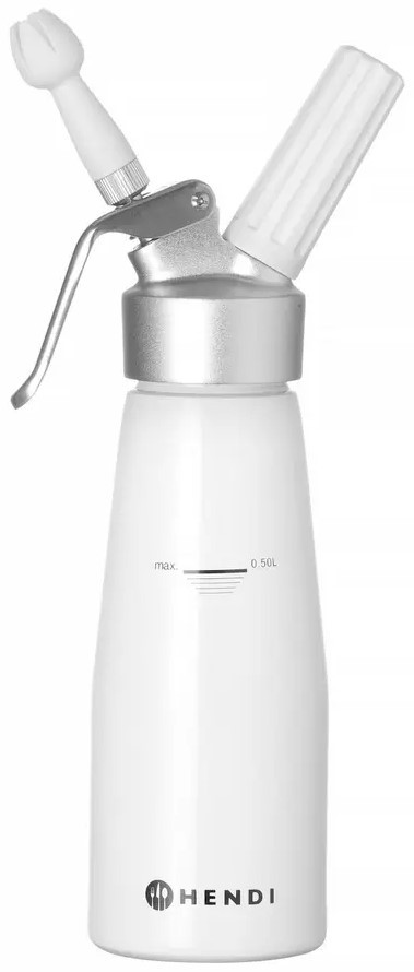Sifão de natas branco em alumínio, bico de serviço