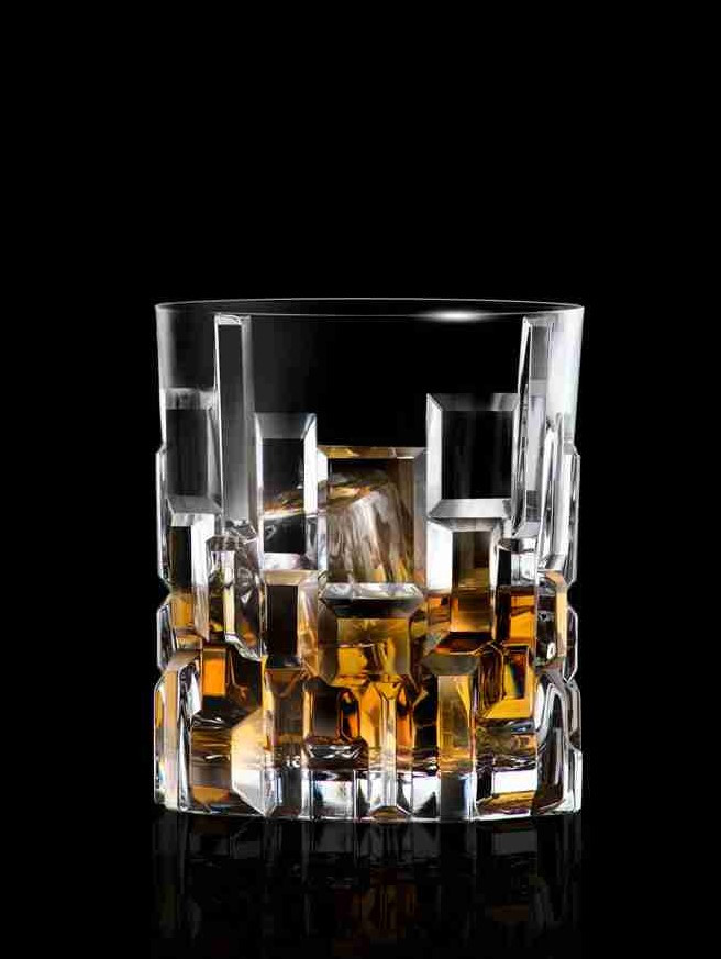 copo old fashioned Etna 33 cl em cristal Luxion com relevos irregulares