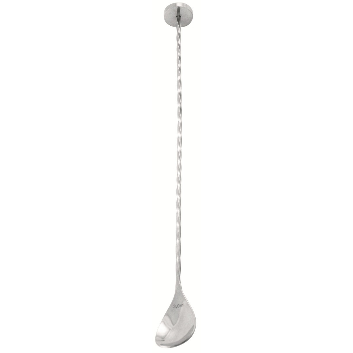 Colher de bar 35 cm em aço inoxidável com disco na ponta oposta