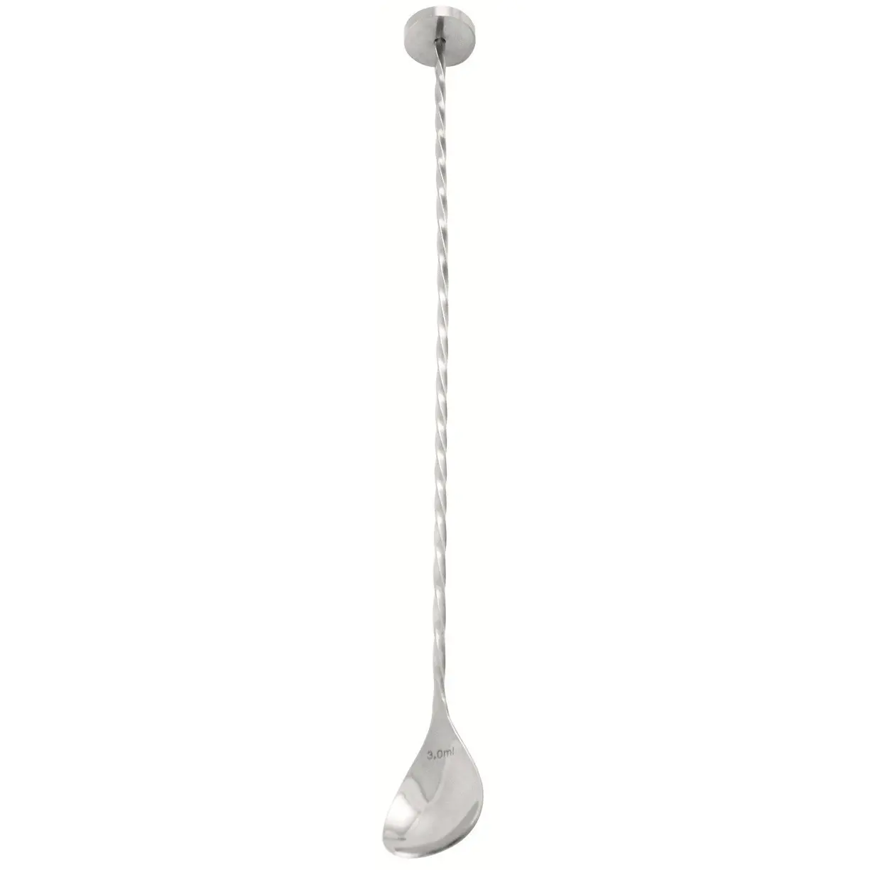 Colher de bar 35 cm em aço inoxidável com disco na ponta oposta