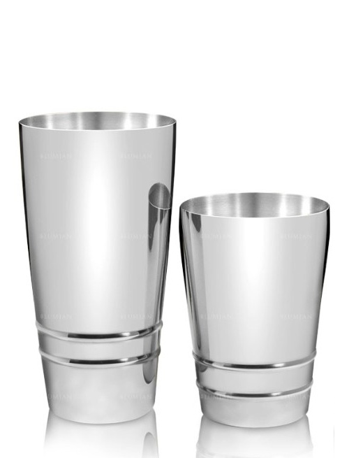 coqueteleira Boston Saturn Lumian em aço inoxidável, tin de 28 oz e half tin de 18 oz