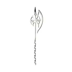 colher de bar 45 cm The Bars com machado medieval recortado no topo da haste em espiral